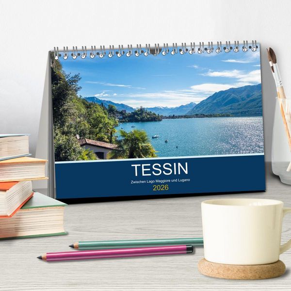 Produktbild: Tessin, zwischen Lago Maggiore und Lugano (Tischkalender 2026 DIN A5 quer), CALVENDO Monatskalender
