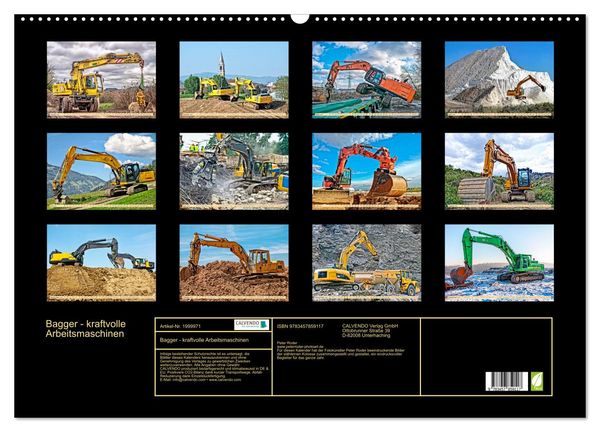 Produktbild: Bagger - kraftvolle Arbeitsmaschinen (Wandkalender 2026 DIN A2 quer), CALVENDO Monatskalender
