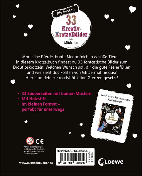 Produktbild: Die besten 33 Kreativ-Kratzelbilder f&uuml;r M&auml;dchen