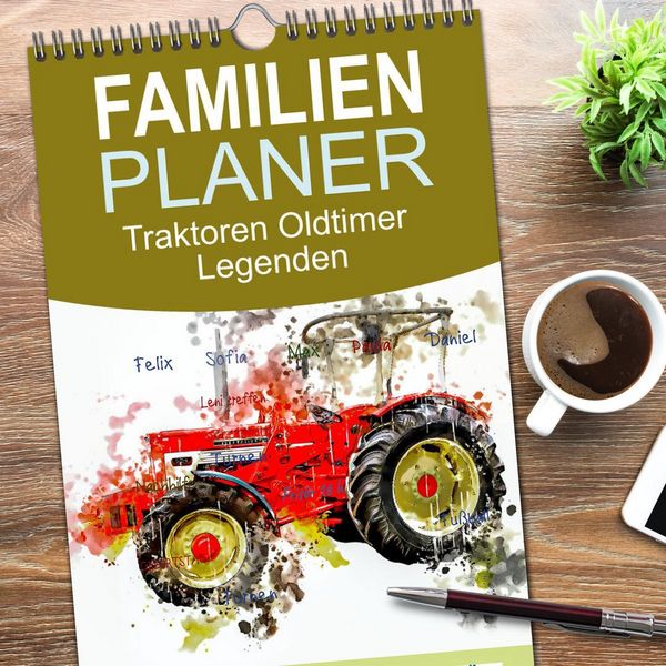 Produktbild: Familienplaner 2026 - Traktoren Oldtimer Legenden mit 5 Spalten (Wandkalender, 21 x 45 cm) CALVENDO
