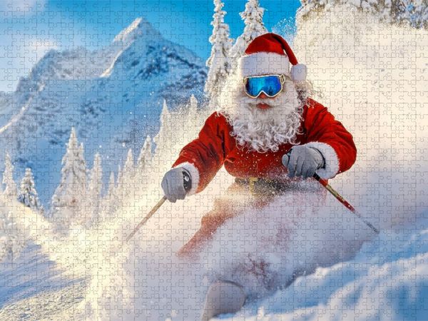 Produktbild: CALVENDO Puzzle Hui - der Weihnachtsmann hat es wohl eilig | 1000 Teile Lege-Gr&ouml;&szlig;e 64x48cm Foto-Puzzle f&uuml;r gl&uuml;ckliche Stunden