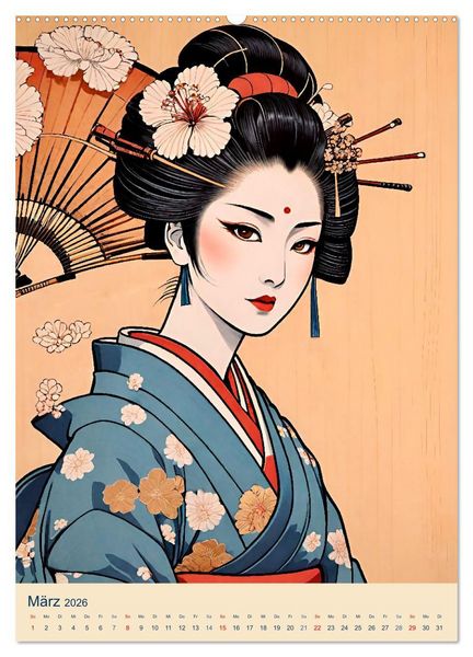 Produktbild: Japanische Geishas (Wandkalender 2026 DIN A2 hoch), CALVENDO Monatskalender