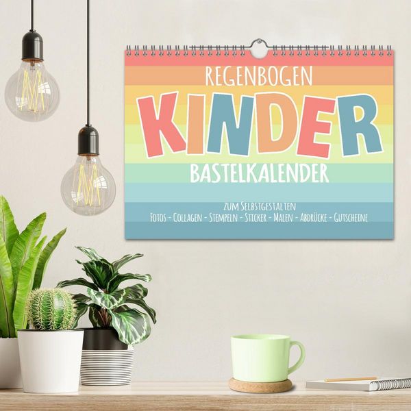 Produktbild: Regenbogen Kinder Bastelkalender - Zum Selbstgestalten - DIY Kreativ-Kalender (Wandkalender 2026 DIN A4 quer), CALVENDO Monatskalender