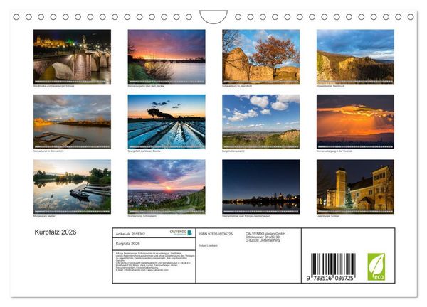 Produktbild: Kurpfalz 2026 (Wandkalender 2026 DIN A4 quer), CALVENDO Monatskalender