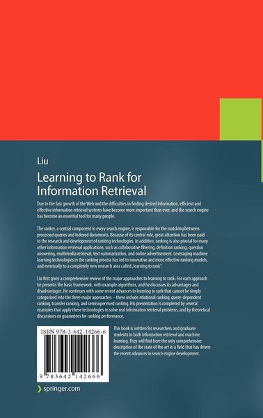 Produktbild: Learning to Rank for Information Retrieval