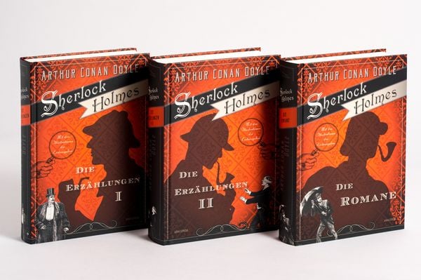 Produktbild: Sherlock Holmes - S&auml;mtliche Werke in 3 B&auml;nden (Die Erz&auml;hlungen I, Die Erz&auml;hlungen II, Die Romane) (3 B&auml;nde im Schuber)