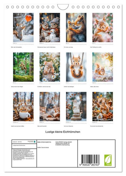 Produktbild: Lustige kleine Eichh&ouml;rnchen (Wandkalender 2026 DIN A4 hoch), CALVENDO Monatskalender