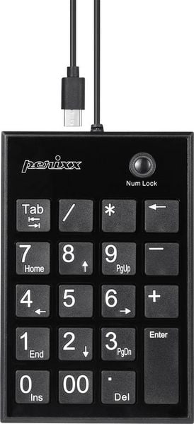 Produktbild: Perixx PERIPAD-202 C H Kabelgebunden Nummernblock USB-Hub Schwarz