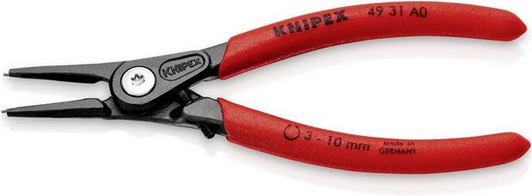 Produktbild: Knipex 49 31 A0 Seegeringzange Passend f&uuml;r (Seegeringzangen) Au&szlig;enringe 3-10 mm Spitzenform (Details) gerade