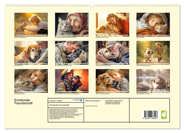 Produktbild: Emotionale Freundschaft (hochwertiger Premium Wandkalender 2026 DIN A2 quer), Kunstdruck in Hochglanz