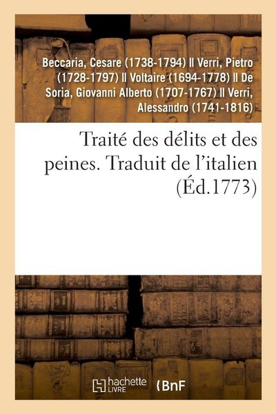 Produktbild: Trait&eacute; Des D&eacute;lits Et Des Peines. Traduit de l'Italien