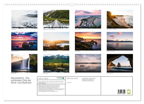Produktbild: Neuseeland - Die sch&ouml;nsten Orte der Nord- und S&uuml;dinsel (Wandkalender 2026 DIN A2 quer), CALVENDO Monatskalender
