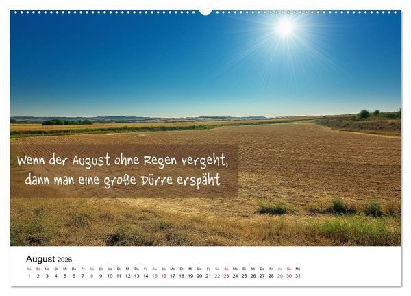 Produktbild: Bauernregeln Kalender - Rhythmus der Jahreszeiten (Wandkalender 2026 DIN A2 quer), CALVENDO Monatskalender