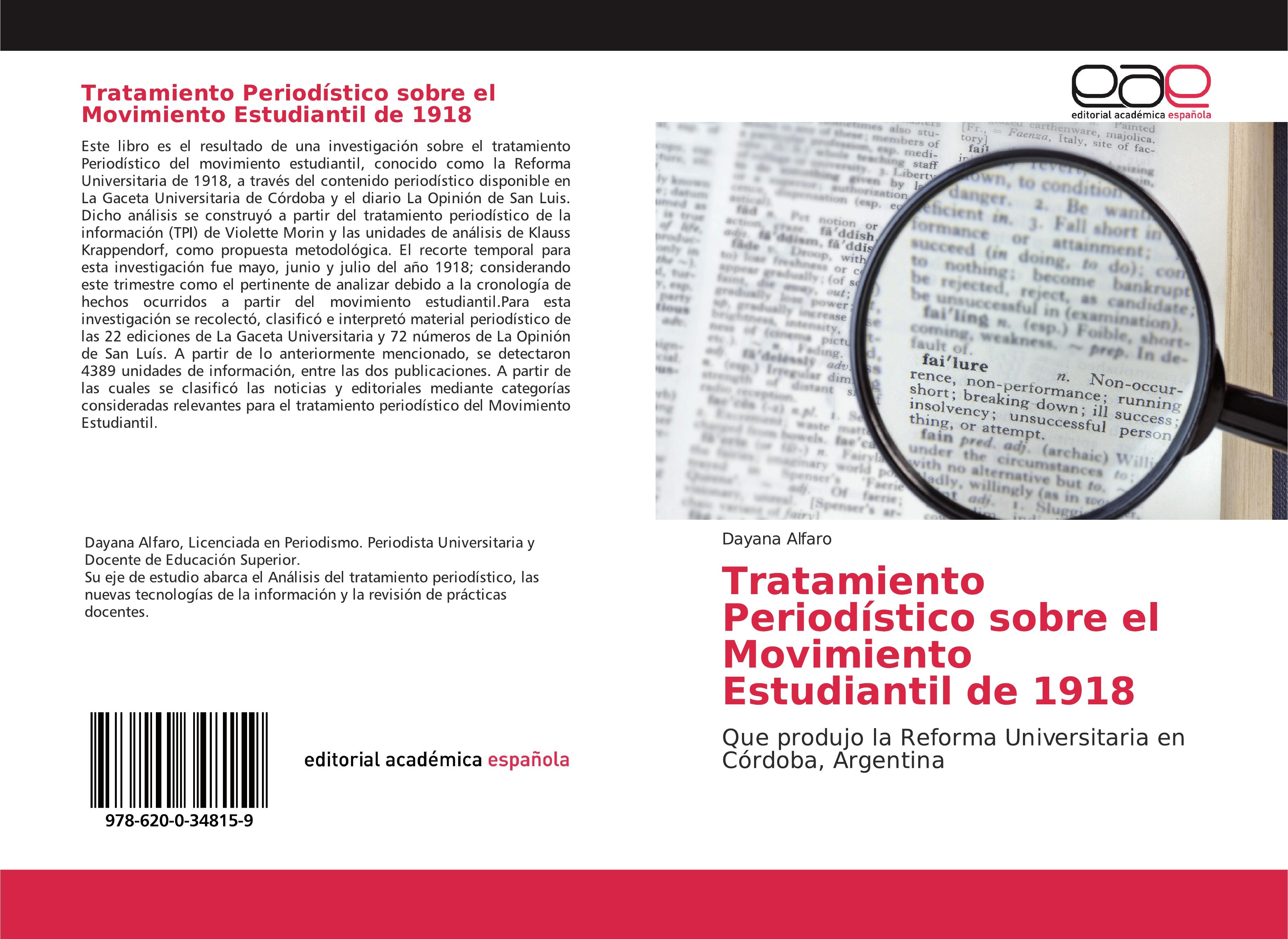 Produktbild: Tratamiento Period&iacute;stico sobre el Movimiento Estudiantil de 1918