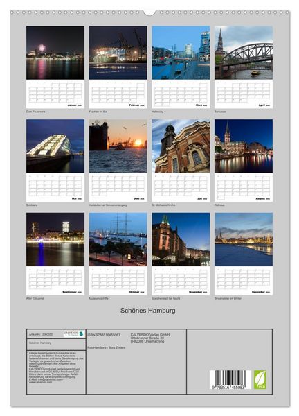 Produktbild: Sch&ouml;nes Hamburg (hochwertiger Premium Wandkalender 2026 DIN A2 hoch), Kunstdruck in Hochglanz