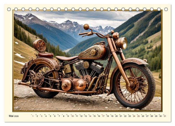 Produktbild: Motorr&auml;der im Steampunk-Style (Tischkalender 2026 DIN A5 quer), CALVENDO Monatskalender
