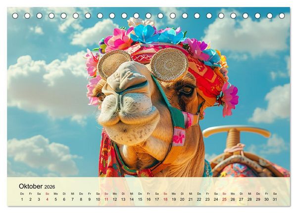 Produktbild: Modische Kamele in der W&uuml;ste. Extravagante Highlights (Tischkalender 2026 DIN A5 quer), CALVENDO Monatskalender