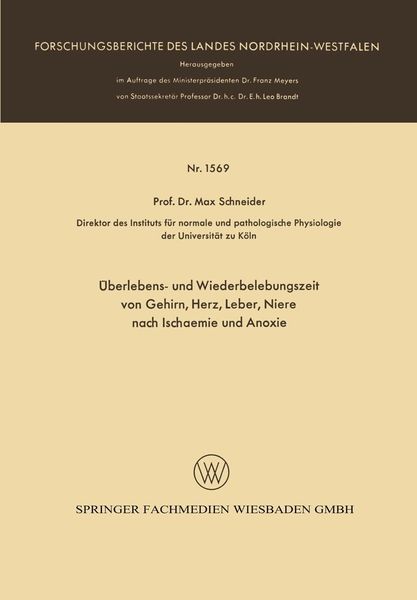 Produktbild: &Uuml;berlebens- und Wiederbelebungszeit von Gehirn, Herz, Leber, Niere nach Ischaemie und Anoxie