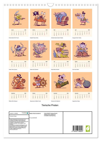 Produktbild: Tierische Piraten (Wandkalender 2026 DIN A3 hoch), CALVENDO Monatskalender