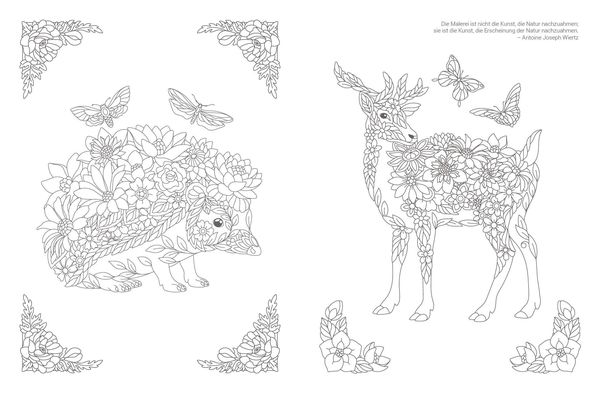Produktbild: Inspiration Florale Tiere – 50 blumige Motive zum Ausmalen und Träumen