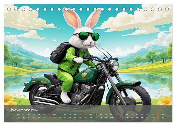 Produktbild: Tierische Motorradfahrer (Tischkalender 2026 DIN A5 quer), CALVENDO Monatskalender