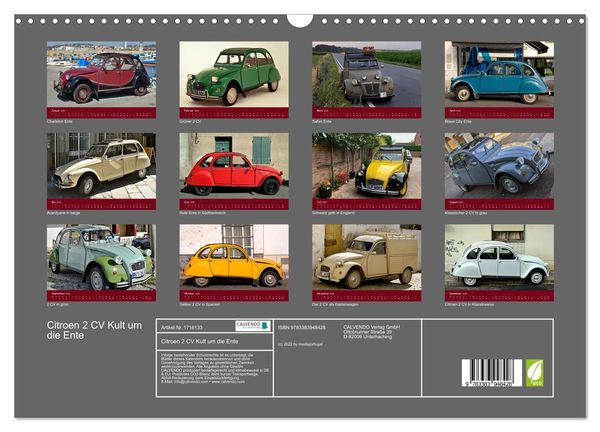 Produktbild: Citroen 2 CV Kult um die Ente (Wandkalender 2025 DIN A3 quer), CALVENDO Monatskalender