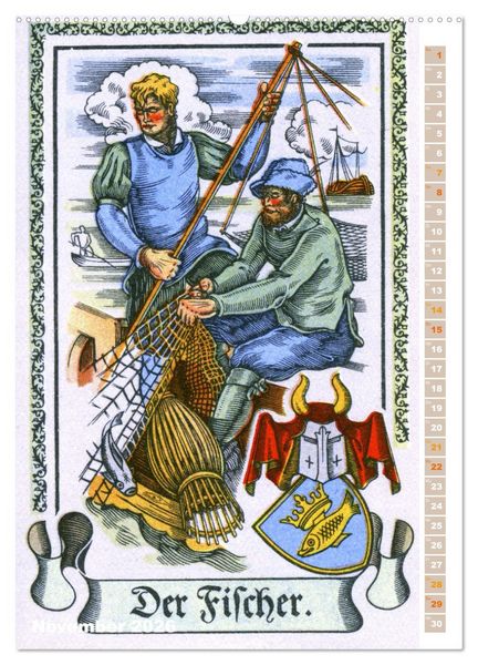 Produktbild: Altes Handwerk: Historische Zeichnungen neu entdeckt (hochwertiger Premium Wandkalender 2026 DIN A2 hoch), Kunstdruck in Hochglanz
