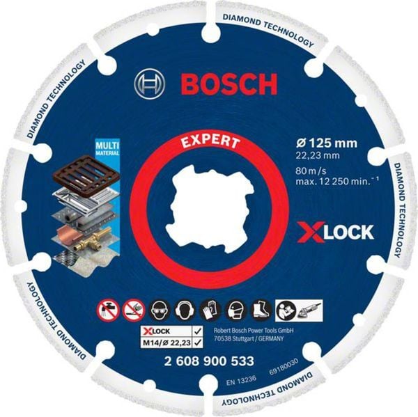 Bosch Accessories 2608900533 X-LOCK Diamanttrennscheibe Durchmesser 125 cm Bohrungs-Ø 22.23 mm Metall 1 St.