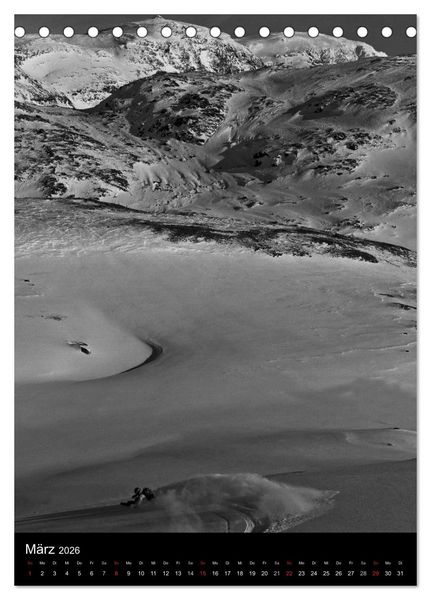 Produktbild: Monochrome Ski (Tischkalender 2026 DIN A5 hoch), CALVENDO Monatskalender