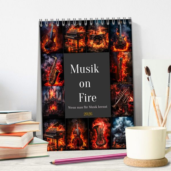 Produktbild: Musik on Fire (Tischkalender 2026 DIN A5 hoch), CALVENDO Monatskalender