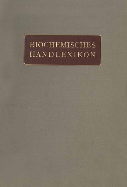 Biochemisches Handlexikon, Taschenbuch von H. Altenburg , I. Bang , K. Bartelt , C. Funk , O. v. Fürth, Springer Berlin, 9783642889646