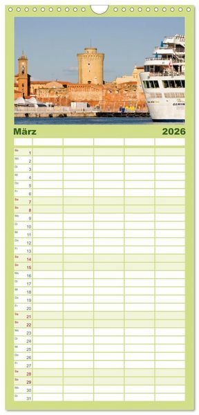 Produktbild: Familienplaner 2026 - Toskana. Livorno - Volterra - Piombino mit 5 Spalten (Wandkalender, 21 x 45 cm) CALVENDO