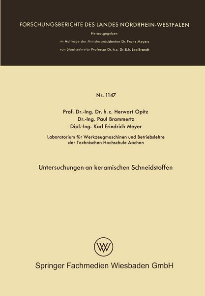 Produktbild: Untersuchungen an keramischen Schneidstoffen