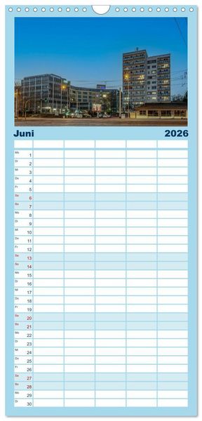 Produktbild: Familienplaner 2026 - Chemnitz zur blauen Stunde mit 5 Spalten (Wandkalender, 21 x 45 cm) CALVENDO