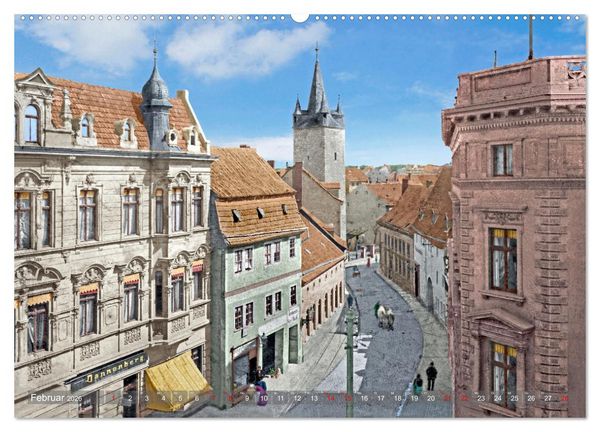 Produktbild: Historisches Aschersleben um 1900 &ndash; Kolorierte Schwarzwei&szlig;fotos (hochwertiger Premium Wandkalender 2026 DIN A2 quer), Kunstdruck in Hochglanz