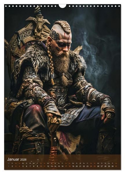 Produktbild: Wikinger - Fantasie Nordm&auml;nner mit Tattoo, Axt und Schwert (Wandkalender 2026 DIN A3 hoch), CALVENDO Monatskalender