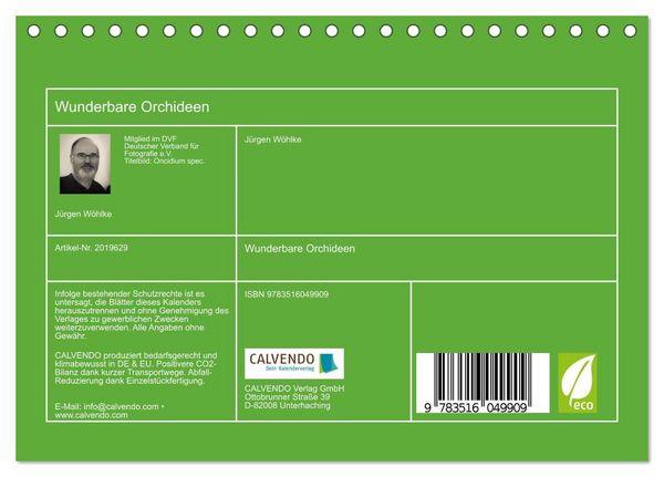 Produktbild: Wunderbare Orchideen (Tischkalender 2026 DIN A5 quer), CALVENDO Monatskalender