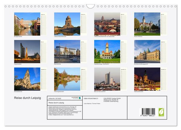 Produktbild: Reise durch Leipzig (Wandkalender 2026 DIN A3 quer), CALVENDO Monatskalender