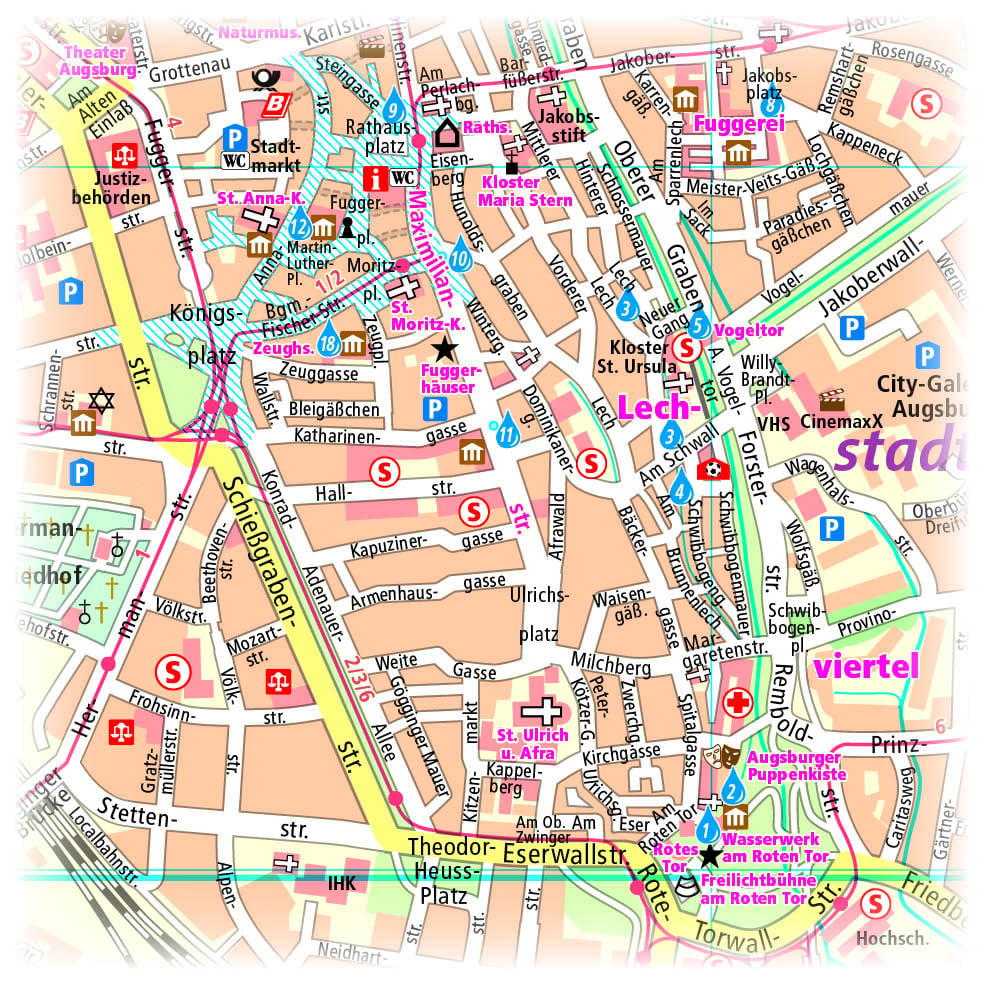 Produktbild: Publicpress Stadtplan Augsburg 1:14.000