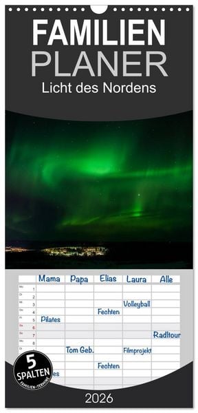 Produktbild: Familienplaner 2026 - Licht des Nordens mit 5 Spalten (Wandkalender, 21 x 45 cm) CALVENDO
