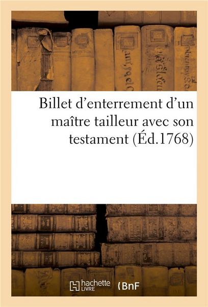 Produktbild: Billet d'Enterrement d'Un Ma&icirc;tre Tailleur Avec Son Testament