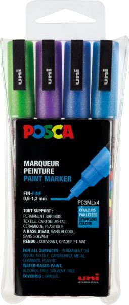 Produktbild: uni-ball Marker POSCA PC-3M Glitter kalte Farben 4er Set