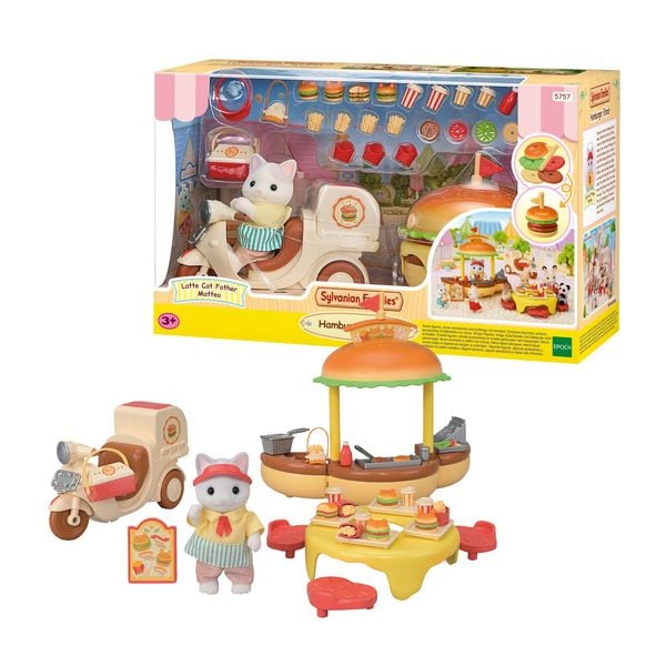 Produktbild: Sylvanian Families 5757 - Hamburger Stand, Mobiler Hamburger Imbiss mit Figur, Spielset