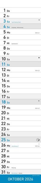 Produktbild: Streifenplaner BLAU 2026 - Streifenkalender - Wandplaner - Küchen-Kalender - 11,3x49,5