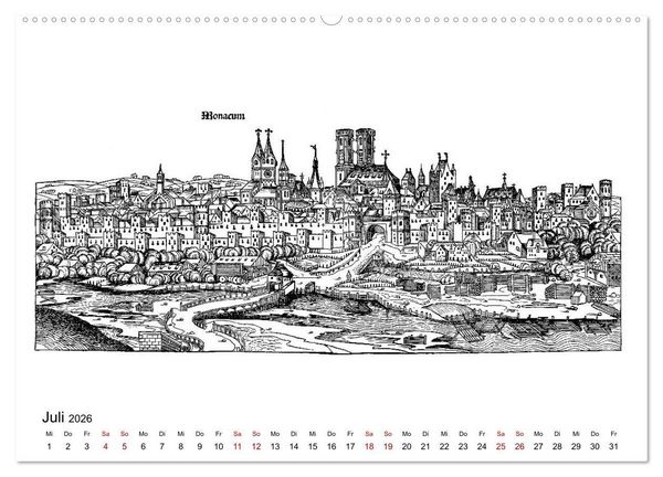 Produktbild: Schedelsche Weltchronik Deutsche St&auml;dte 1493 (Wandkalender 2026 DIN A2 quer), CALVENDO Monatskalender