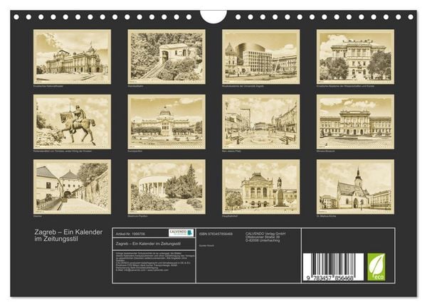 Produktbild: Zagreb &ndash; Ein Kalender im Zeitungsstil (Wandkalender 2026 DIN A4 quer), CALVENDO Monatskalender
