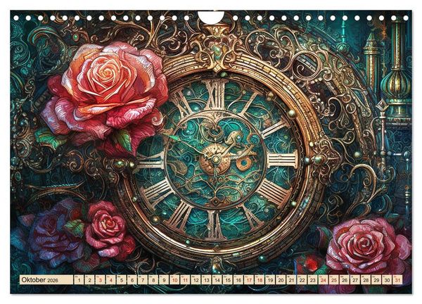 Produktbild: Floraler Steampunk (Wandkalender 2026 DIN A4 quer), CALVENDO Monatskalender