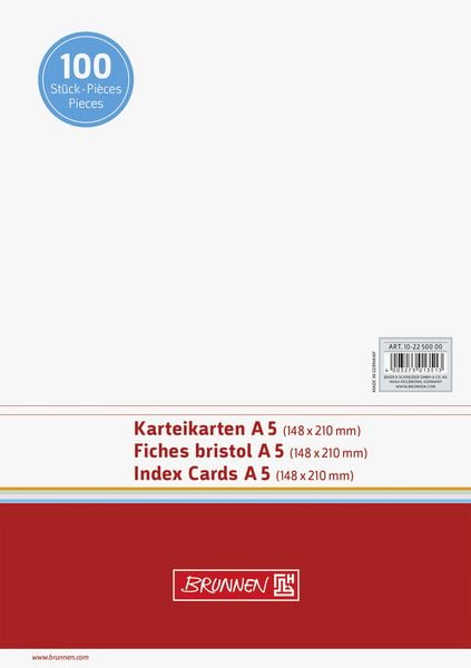 Produktbild: Brunnen Karteikarte A5 unlin ws 100St