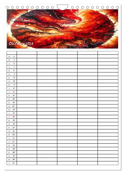 Produktbild: Pouring Art Familienplaner - Durch das Jahr mit KI-kreierter Pouring Kunst (Wandkalender 2026 DIN A4 hoch), CALVENDO Monatskalender