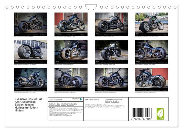 Produktbild: Exklusive Best of Fat Ass Custombike Edition, feinste Harleys mit fettem Hintern (Wandkalender 2026 DIN A4 quer), CALVENDO Monatskalender